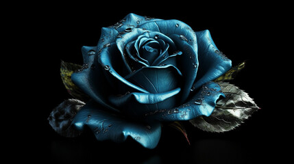 Blue rose on a dark background. Blue rose on a dark background.generative ai
