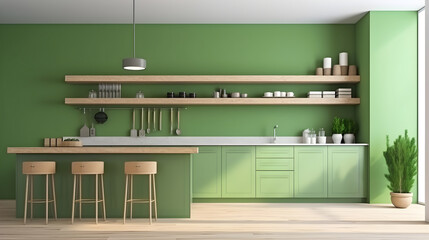 Fototapeta premium Minimalist Interior of modern living room 3D rendering, generative ai