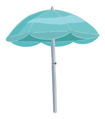 Beach umbrella clipart. Summer leisure vacation attribute doodle isolated on white. Colored vector illustration in cartoon style.