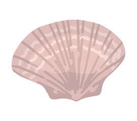 Seashell clipart. Single doodle of mollusk shell isolated on white. Colored vector illustration in cartoon style.