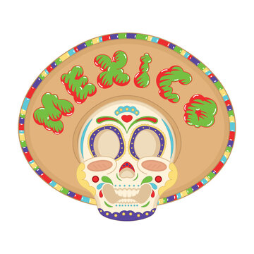 Isoalted traditional mexican skull cartoon Vector illustration