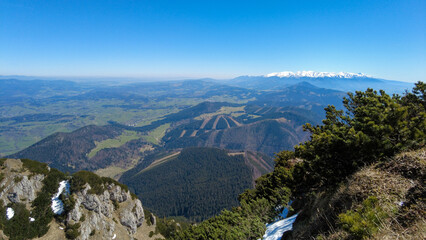 Obraz premium Panorama of spring landscape and Slovak mountains