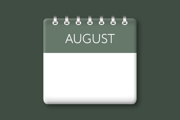 August - Calendar icon of a month on a green background