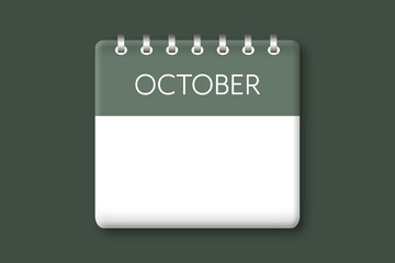 Obraz premium October - Calendar icon of a month on a green background