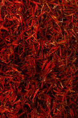 Pile of saffron as background, closeup