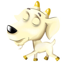 Cartoon scene with happy cheerful goat is standing illustration for kids artistic painting scene