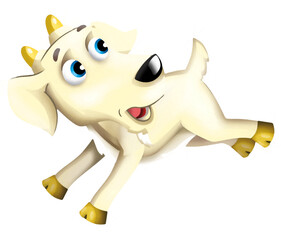 Cartoon scene with happy cheerful goat is standing illustration for kids artistic painting scene