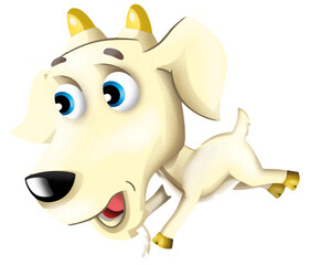Cartoon scene with happy cheerful goat is standing illustration for kids artistic painting scene