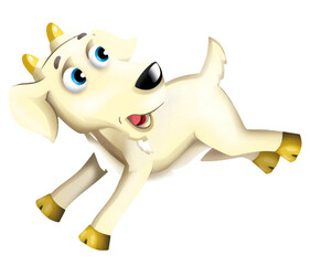 Cartoon scene with happy cheerful goat is standing illustration for kids artistic painting scene