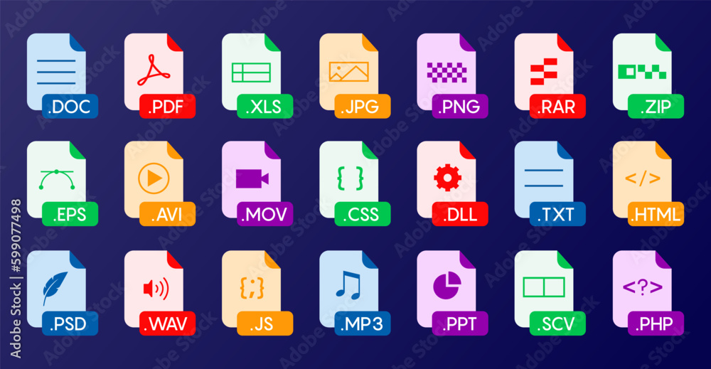 Poster web file labels icon set vector illustration.