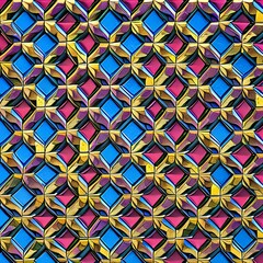 Tessellating Tiles: An image of a geometric pattern created with tessellating shapes, in a mix of contrasting colors and bold designs4, Generative AI