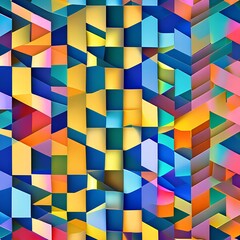 Geometric Gradient: An image of a geometric pattern created with various shapes, in a gradient of colors from bold to muted3, Generative AI