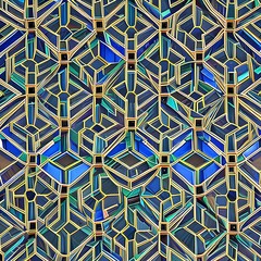 Octagonal Oasis: An image of a geometric pattern created with eight-sided polygons, in a mix of bright and muted colors5, Generative AI