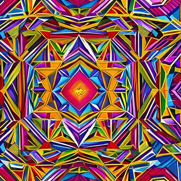 Triangular Dreams: An image of a geometric pattern created with multiple triangles, in vibrant colors and intricate designs4, Generative AI