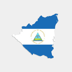 nicaragua map with flag on gray background