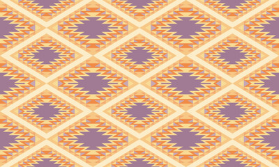 Fototapeta premium Southwest western design style in a grid seamless repeat pattern - Vector Illustration