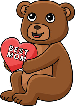 Best Mom Teddy Bear Cartoon Colored Clipart  Generative AI