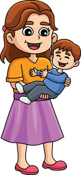 Mothers Day Mother Holding a Child Clipart  Generative AI