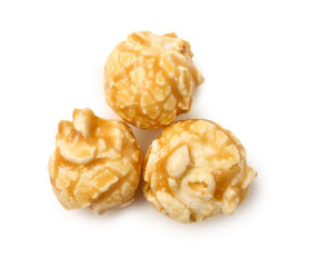Crispy popcorn on white background