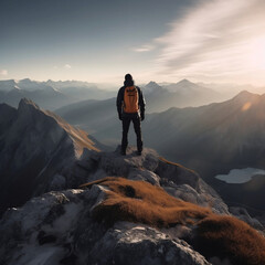 hiker on top of mountain