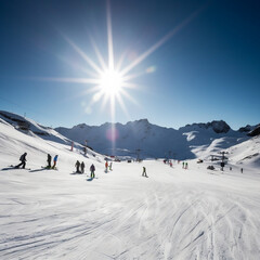 Naklejka premium ski resort in winter