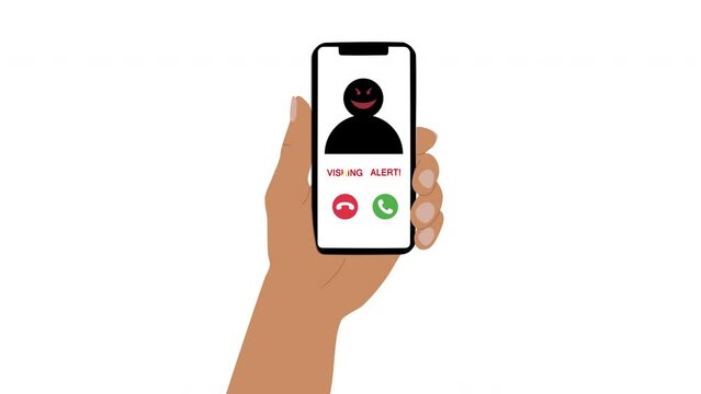 The hand holds the phone to which the call from the scammer arrives. The concept of online crime. Incoming calls, phone screen with an unknown number, picture of the scammer on the Generative AI