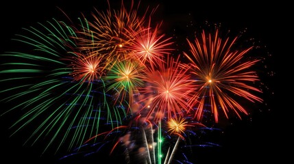 Fototapeta na wymiar Fireworks display explosions of color in the sky. Generative AI 