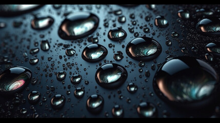 Water drops on metal surface. Abstract background.generative ai
