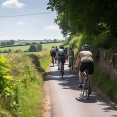 Obraz premium people riding bikes on the road