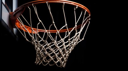 A basketball hoop and net on a dark background. Generative AI