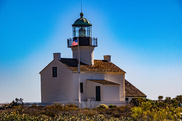 Point Loma, CA, USA - November 26, 2021:  Views of the Old Pont Loma Light house and surrounding...