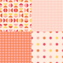 Set of seamless patterns in 60s, 70s, 80s style,  Generative AI