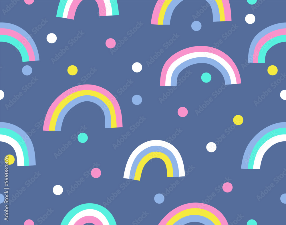 Poster rainbow seamless pattern. repeating design element for printing on fabric. tenderness, fantasy and i