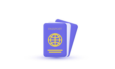3d realistic passport illustration trendy icon modern style object symbols illustration isolated on background.3d design cartoon style. 