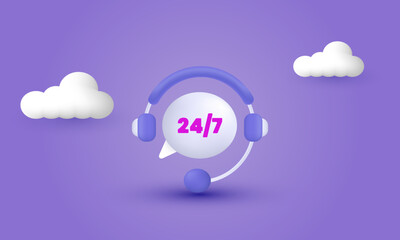 3d realistic call center online customer support illustration trendy icon modern style object symbols illustration isolated on background.3d design cartoon style. 