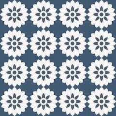 Blue background with dark floral motifs creates beautiful and luxurious seamless pattern, perfect for vintage.