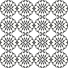 Luxurious and vibrant damask pattern with chrysanthemum flowers on black background, featuring stylized.