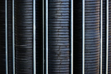 Close up of a clay pigeon trap loaded full of clays ready for an English Sporting competiton