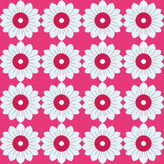 Premium seamless vector image of red and white flower pattern with detailed rose motifs in pink and pastel.