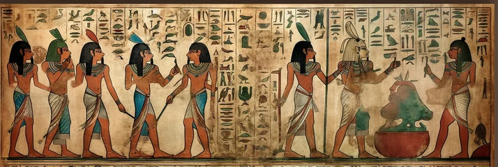 Foto op Plexiglas old historical egyptian painting with egyptian hieroglyphs, generative AI © Paulina