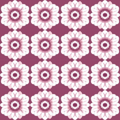 Joyful and relaxing design with pink and white peppermint floral motifs on red background, suitable.