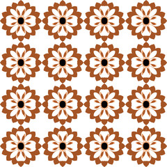 Bold and modern design with stylized marigold motifs in orange and white against dark background, suitable.