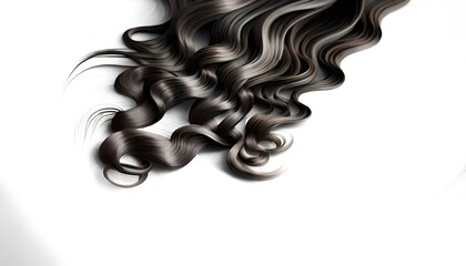 Woman long curly hair isolated on white background with copy space for text. Hyper realistic 3d illustration