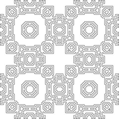 Geometric pattern of lines.  Black and white pattern for web page, textures, card, poster, fabric, textile.