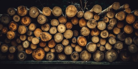 wood logs stacked into a pile and ready to burn Generative AI