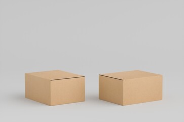 Cardboard Carton Box Mockup 3D Illustration