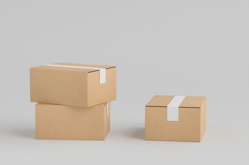 Cardboard Carton Box Mockup 3D Illustration