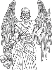 Halloween Angel of Death Isolated Coloring Page  Generative AI