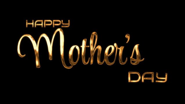Happy mother's day . Animated Mother's Day. 4K animated mothers day card animation for decoration, flyers, sales and world women's day. Text in GOLD Color