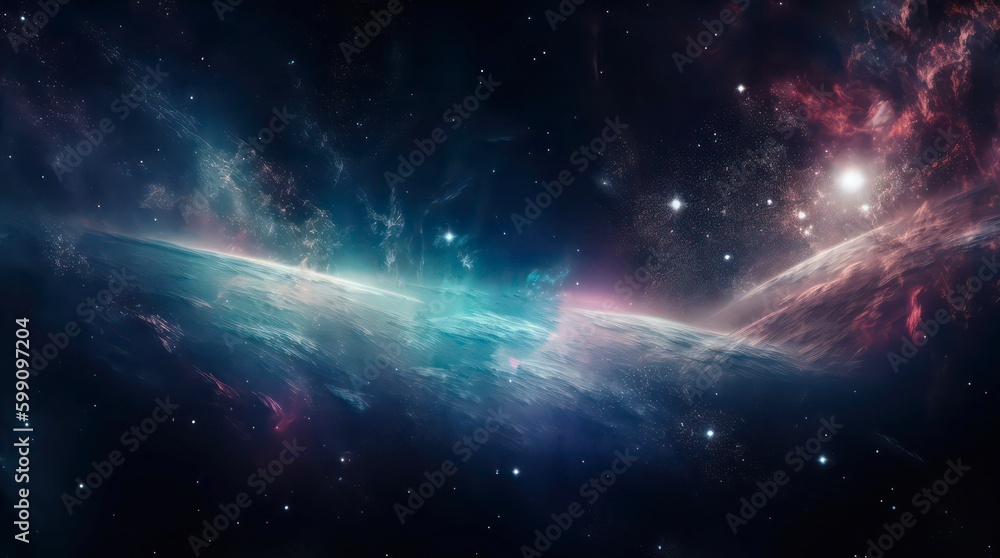 Wall mural abstract space background. galaxies, nebula and stars in space. generative ai.